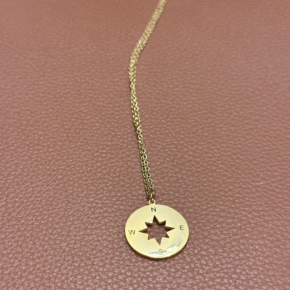 Gold Compass Pendant Necklace